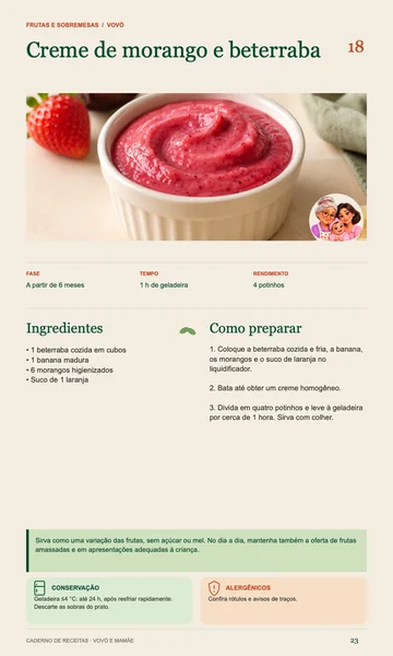 Página real: Creme de morango e beterraba, A partir de 6 meses